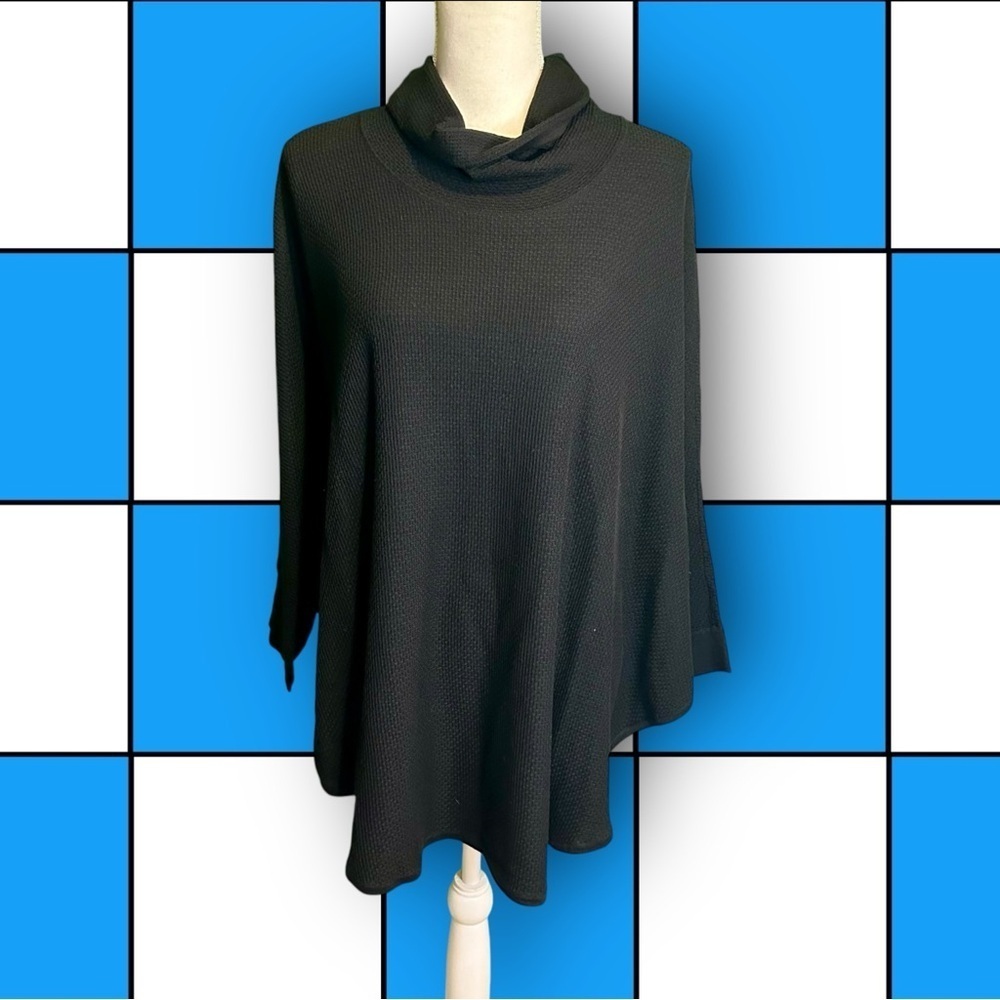 NWT J.Jill Pure Jill Black Textured Cowlneck Batwing Swing Sweater Size MP / LP
